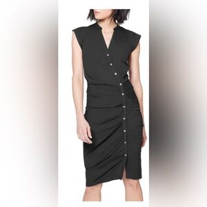 Core Bell Ruched Mini Shirtdress Size 4 Black